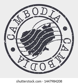 Cambodia Stamp Postal. Map Silhouette Seal. Passport Round Design. Vector Icon. Design Retro Travel.