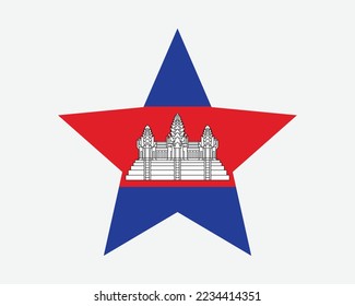 Cambodia Star Flag. Cambodian Star Shape Flag. Kampuchea Khmer Country National Banner Icon Symbol Vector 2D Flat Artwork Graphic Illustration svg