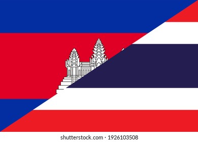 cambodia and thailand flags. vector background. proportion 2:3