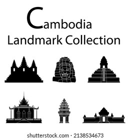 cambodia top famous landmark silhouette style,vector illustration