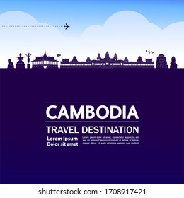 Cambodia travel destination grand vector illustration. 