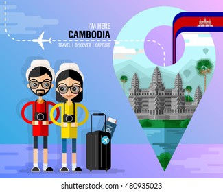 Cambodia Travel - in flat style. ( All object background not cut )