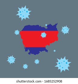 cambodia vector graphics map and corona virus