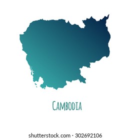 Cambodia vector map with color gradient and caption on white background. Can be used as element of your infographics or presentation