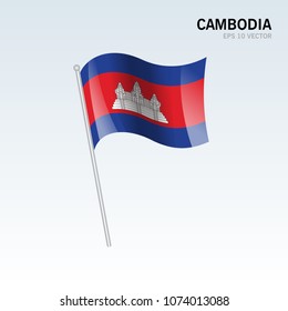 Cambodia waving flag isolated on gray background