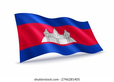 Cambodia waving flag of isolated on white background.