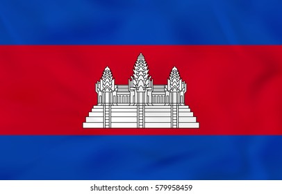 Cambodia waving flag. Cambodia national flag background texture. Vector illustration.