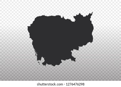 Cambodia - World Map International vector template isolated on transparent background - Vector illustration eps 10