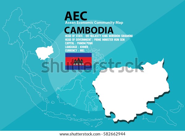 Cambodia World Map Cambodia Southeast Asia Stock Vector Royalty Free