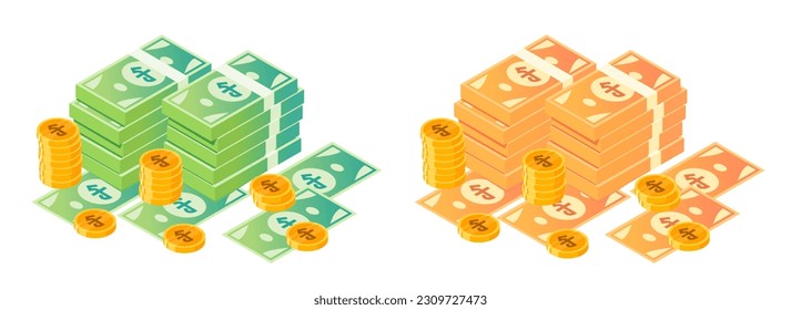 Money Bundle and Coins von Cambodian Riel 