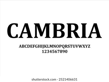 Cambria font for logo and headline. Isolated vector typeset