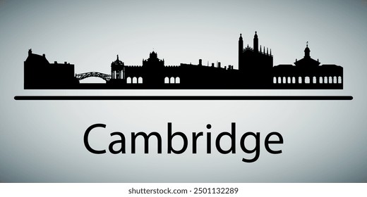 Cambridge. El horizonte de la ciudad. Siluetas de edificios. Vector sobre un fondo gris