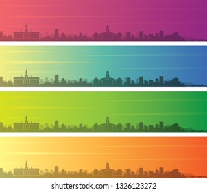 Cambridge Massachusetts Multiple Color Gradient Skyline Banner