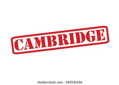 CAMBRIDGE  Red Rubber Stamp vector over a white background.