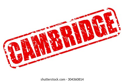 CAMBRIDGE red stamp text on white