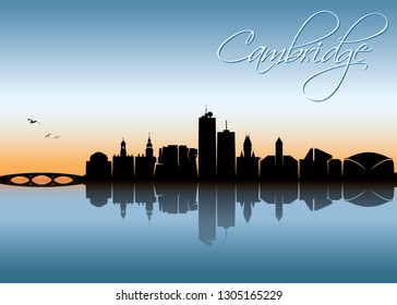 Cambridge skyline, Massachusetts, United States of America, USA - vector illustration