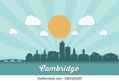 Cambridge skyline, Massachusetts, United States of America, USA - vector illustration