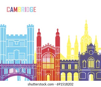 Cambridge skyline pop in editable vector file