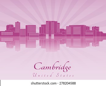 Cambridge skyline in purple radiant orchid in editable vector file