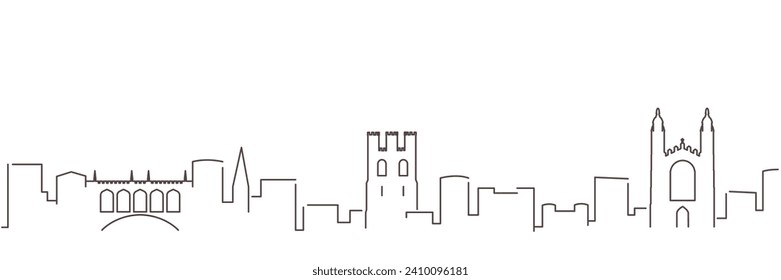 Cambridge UK Dark Line Simple Minimalist Skyline With White Background