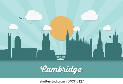 Cambridge UK Skyline - Vector Illustration
