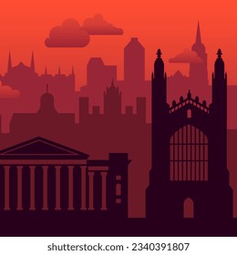 Cambridge, United Kingdom city sunset view background.
