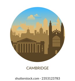 Cambridge, placa de vista de ciudad del Reino Unido.