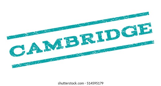 Cambridge watermark stamp. Text tag between parallel lines with grunge design style. Rubber seal stamp with dust texture. Vector color ink imprint on a white background.