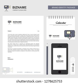 Camcoder Business Letterhead, Calendar 2019 and Mobile app design vector template