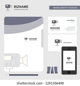 Camcoder Business Logo, File Cover Visiting Card and Mobile App Design. Vector Illustration