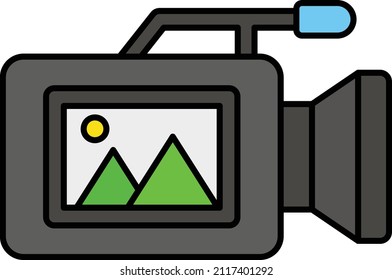 Camcoder with Display Vector Color Icon Design, Video blogger Symbol, vlogger or videography equipment Sign, motion picture and film maker Stock illustration, Movie Making Camera with Digital Unit