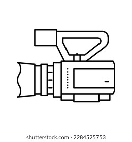 vector de icono de línea de película de producción de vídeo de camcoder. señal de película de producción de video de camcoder. símbolo de contorno aislado ilustración negra