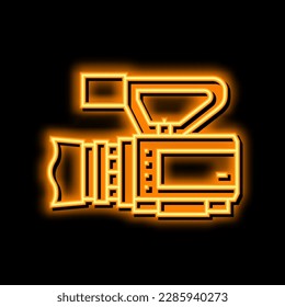 camcoder video production film neon light sign vector. camcoder video production film illustration