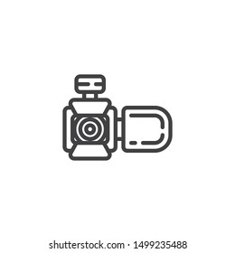 Camcorder camera line icon. linear style sign for mobile concept and web design. Video camera outline vector icon. Symbol, logo illustration. Vector graphics