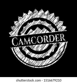Camcorder chalkboard emblem. Vector Illustration. Detailed.