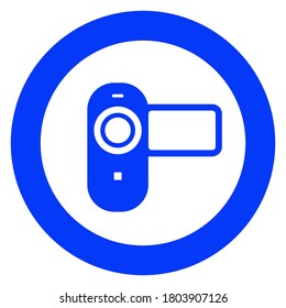camcorder, circle trendy icon on a white background