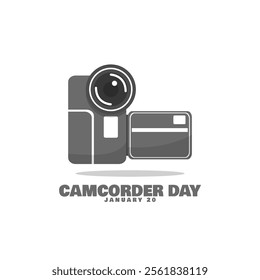 Camcorder Day to celebrate on January 20th. A handycam video recording device of its time. Technology event banner.