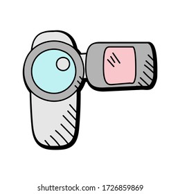 camcorder hand drawn vector design. multimedia icon