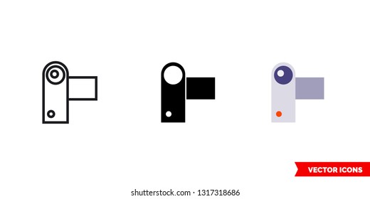 Camcorder icon of 3 types: color, black and white, outline. Isolated vector sign symbol.