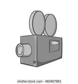 Camcorder icon in black monochrome style isolated on white background. Video symbol vector illustration