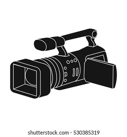 Camcorder icon in black style isolated on white background. Event service symbol stock vector illustration.