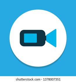 Camcorder icon colored symbol. Premium quality isolated video camera element in trendy style.