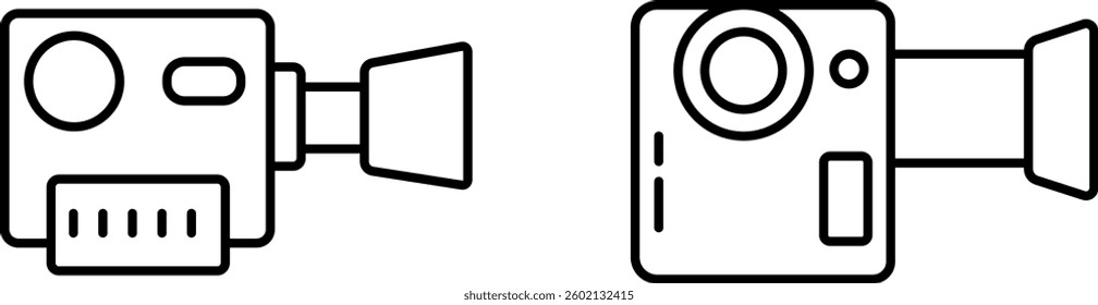 Camcorder Icon – Editable Stroke Outline Design