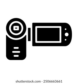 Icono de la videocámara. Icono de Handycam. Icono de dispositivo Electrónica en estilo glifo