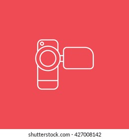 Camcorder Icon On Red Background