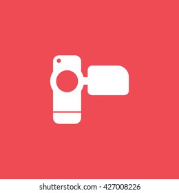Camcorder Icon On Red Background