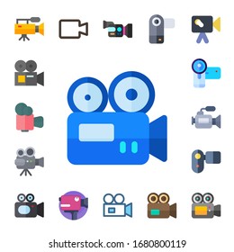camcorder icon set. 17 flat camcorder icons.  Simple modern icons such as: video camera