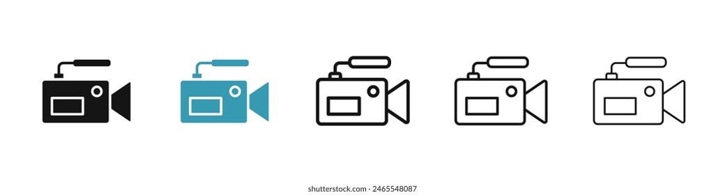 Camcorder icon set. video camera vector icon. video recording button. video recorder symbol for UI designs.