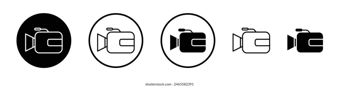 Conjunto de iconos del camcorder. Video Cámara y Vector del Botón de grabación