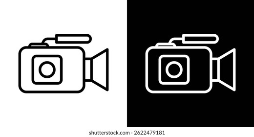 Ícone da câmara de vídeo forma gráfico simples clipart símbolo. linha fina contorno arte
